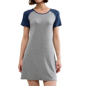 imageBAMBOO COOL Womens Nightgown Soft Sleepwear Short Sleeve Pajamas Lounge Sleep Dress Comfy Nightshirt for LadiesMedium Grey