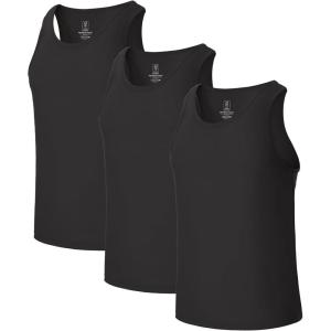imageBAMBOO COOL Mens Tank Top Undershirts Moisture Wicking Breathable Fitted Ruglar Fit T Shirts for Men 3 PackBlack3