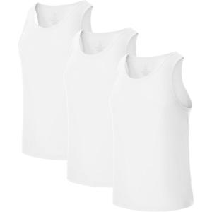 imageBAMBOO COOL Mens Tank Top Undershirts Moisture Wicking Breathable Fitted Ruglar Fit T Shirts for Men 3 PackWhite3