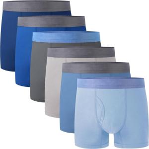 imageBAMBOO COOL Boys Boxer Briefs 618Y Underwear MoistureWicking Lightweight and Ultra Soft 6PackBlue4 grey2
