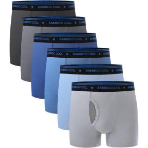 imageBAMBOO COOL Boys Underwear Boxer Briefs for Boy Breathable Mesh Fly Zone MoistureWicking 6 PackEcement Grey dark Grey royal Blue ocean Blue light Blue light Gray