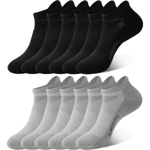 imageBAMBOO COOL Mens Ankle Socks Athletic Low Cut Cushioned Moisture Wicking Running Socks Arch Support Breathable 6 PackBlack3 grey3