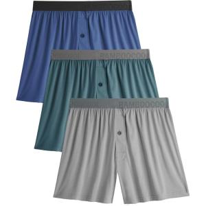 imageBAMBOO COOL Mens Boxer Shorts 3 PackIce Silk Cooling Underwear with Button FlySoft Breathable Loose Fit BoxersAmulticolor 3pack