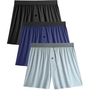 imageBAMBOO COOL Mens Boxer Shorts 3 PackIce Silk Cooling Underwear with Button FlySoft Breathable Loose Fit BoxersBmulticolor 3pack