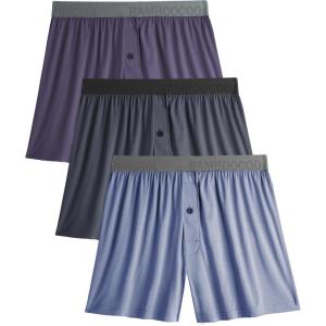 imageBAMBOO COOL Mens Boxer Shorts 3 PackIce Silk Cooling Underwear with Button FlySoft Breathable Loose Fit BoxersCmulticolor 3pack