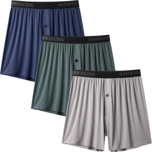 imageBAMBOO COOL Mens Boxer Shorts Underwear Soft Comfortable Breathable Knit Boxers Short for Men 3 or 5 PackBnavy Bluegreenlight Gray3pack