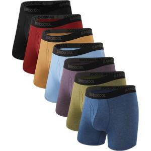 imageBAMBOO COOL Mens Underwear Breathable Boxer Briefs with Fly MoistureWicking Lightweight Underwear 7Pack04multicolor7a7 Pack