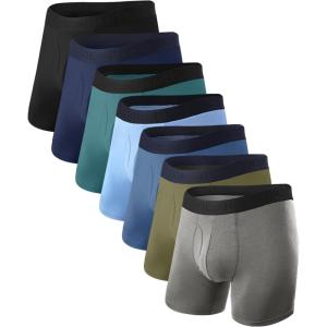 imageBAMBOO COOL Mens Underwear Breathable Boxer Briefs with Fly MoistureWicking Lightweight Underwear 7Pack09multicolor7i7 Pack