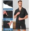 imageBAMBOO COOL Mens Pajama Set Summer Cooling Pjs Button Down Shirts Short Sleeves Lightweight Loungewear Pijama with PocketsBlack