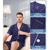 imageBAMBOO COOL Mens Pajama Set Summer Cooling Pjs Button Down Shirts Short Sleeves Lightweight Loungewear Pijama with PocketsNavy Blue