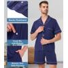imageBAMBOO COOL Mens Pajama Set Summer Cooling Pjs Button Down Shirts Short Sleeves Lightweight Loungewear Pijama with PocketsNavy Blue