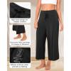 imageBAMBOO COOL Women Pajama Pants High Waisted Wide Leg Lounge Sleep Bottoms Light Weight Casual Yoga Capri PantsBlack