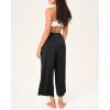 imageBAMBOO COOL Women Pajama Pants High Waisted Wide Leg Lounge Sleep Bottoms Light Weight Casual Yoga Capri PantsBlack