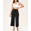 imageBAMBOO COOL Women Pajama Pants High Waisted Wide Leg Lounge Sleep Bottoms Light Weight Casual Yoga Capri PantsBlack