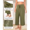 imageBAMBOO COOL Women Pajama Pants High Waisted Wide Leg Lounge Sleep Bottoms Light Weight Casual Yoga Capri PantsGreen