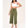 imageBAMBOO COOL Women Pajama Pants High Waisted Wide Leg Lounge Sleep Bottoms Light Weight Casual Yoga Capri PantsGreen