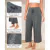 imageBAMBOO COOL Women Pajama Pants High Waisted Wide Leg Lounge Sleep Bottoms Light Weight Casual Yoga Capri PantsGrey