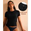 imageBAMBOO COOL Womens Henley T Shirts Short Sleeve SlimFit Tees Tops for Women Trendy Fashion BlouseBlack