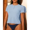 imageBAMBOO COOL Womens Henley T Shirts Short Sleeve SlimFit Tees Tops for Women Trendy Fashion BlouseBlue