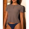 imageBAMBOO COOL Womens Henley T Shirts Short Sleeve SlimFit Tees Tops for Women Trendy Fashion BlouseChocolate