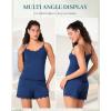 imageBAMBOO COOL Womens Pajama Sets Lace Trim PJ Set with Shorts Sexy Ruffles Sleepwear for WomenCnavy