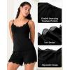 imageBAMBOO COOL Womens Pajama Sets Lace Trim PJ Set with Shorts Sexy Ruffles Sleepwear for WomenDblack