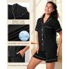 imageBAMBOO COOL Womens Pajama Sets Lounge Set Button Down Sleepwear with Shorts Sleeve Pj Set For LadiesAblack
