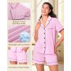 imageBAMBOO COOL Womens Pajama Sets Lounge Set Button Down Sleepwear with Shorts Sleeve Pj Set For LadiesBpink