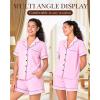 imageBAMBOO COOL Womens Pajama Sets Lounge Set Button Down Sleepwear with Shorts Sleeve Pj Set For LadiesBpink