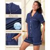 imageBAMBOO COOL Womens Pajama Sets Lounge Set Button Down Sleepwear with Shorts Sleeve Pj Set For LadiesCnavy