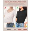 imageBAMBOO COOL Womens Seamless Tight TShirts Slim Fit Basic Ribbed Tees Short Sleeve Crew Neck TopBlack
