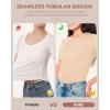 imageBAMBOO COOL Womens Seamless Tight TShirts Slim Fit Basic Ribbed Tees Short Sleeve Crew Neck TopMilky Tea