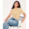 imageBAMBOO COOL Womens Seamless Tight TShirts Slim Fit Basic Ribbed Tees Short Sleeve Crew Neck TopMilky Tea