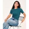 imageBAMBOO COOL Womens Seamless Tight TShirts Slim Fit Basic Ribbed Tees Short Sleeve Crew Neck TopPeacock Blue