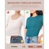imageBAMBOO COOL Womens Seamless Tight TShirts Slim Fit Basic Ribbed Tees Short Sleeve Crew Neck TopPeacock Blue