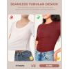imageBAMBOO COOL Womens Seamless Tight TShirts Slim Fit Basic Ribbed Tees Short Sleeve Crew Neck TopRed