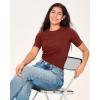 imageBAMBOO COOL Womens Seamless Tight TShirts Slim Fit Basic Ribbed Tees Short Sleeve Crew Neck TopRed