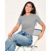 imageBAMBOO COOL Womens Seamless Tight TShirts Slim Fit Basic Ribbed Tees Short Sleeve Crew Neck TopSilver Gray