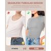 imageBAMBOO COOL Womens Seamless Tight TShirts Slim Fit Basic Ribbed Tees Short Sleeve Crew Neck TopSilver Gray