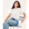 imageBAMBOO COOL Womens Seamless Tight TShirts Slim Fit Basic Ribbed Tees Short Sleeve Crew Neck TopWhite