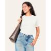 imageBAMBOO COOL Womens Seamless Tight TShirts Slim Fit Basic Ribbed Tees Short Sleeve Crew Neck TopWhite