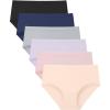 imageBAMBOO COOL Girls Underwear Breathable MoistureWiking Panties Lightweight Soft Solid Color Briefs 6 Pack 614YMulticoloreda6 Packs