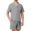 imageBAMBOO COOL Mens Pajama Set Summer Cooling Pjs Button Down Shirts Short Sleeves Lightweight Loungewear Pijama with PocketsGrey