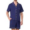 imageBAMBOO COOL Mens Pajama Set Summer Cooling Pjs Button Down Shirts Short Sleeves Lightweight Loungewear Pijama with PocketsNavy Blue