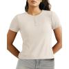 imageBAMBOO COOL Womens Henley T Shirts Short Sleeve SlimFit Tees Tops for Women Trendy Fashion BlouseBeige