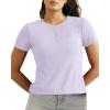 imageBAMBOO COOL Womens Henley T Shirts Short Sleeve SlimFit Tees Tops for Women Trendy Fashion BlousePurple