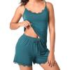 imageBAMBOO COOL Womens Pajama Sets Lace Trim PJ Set with Shorts Sexy Ruffles Sleepwear for WomenBgreen