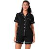 imageBAMBOO COOL Womens Pajama Sets Lounge Set Button Down Sleepwear with Shorts Sleeve Pj Set For LadiesAblack