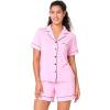 imageBAMBOO COOL Womens Pajama Sets Lounge Set Button Down Sleepwear with Shorts Sleeve Pj Set For LadiesBpink
