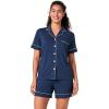 imageBAMBOO COOL Womens Pajama Sets Lounge Set Button Down Sleepwear with Shorts Sleeve Pj Set For LadiesCnavy